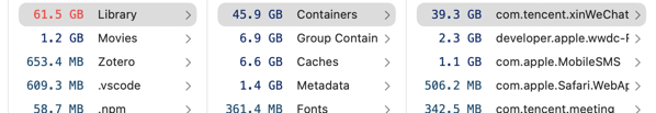 file size of WeChat folder in Mac